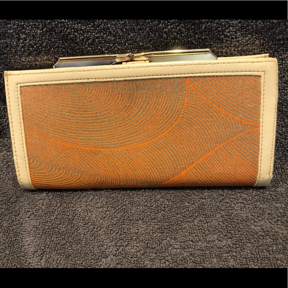 Vintage luncheon wallet / clutch, orange and gold - Picture 3 of 7